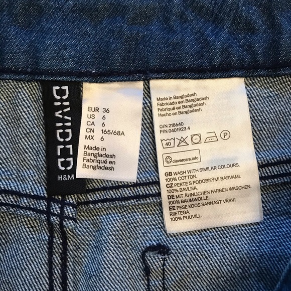 H&M Divided Denim Mini Skirt Cut Off Distressed - Picture 6 of 10